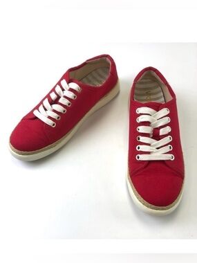 Vionic red canvas espadrille sneakers Size 7 Sunny Hattie Cherry orthotic ready